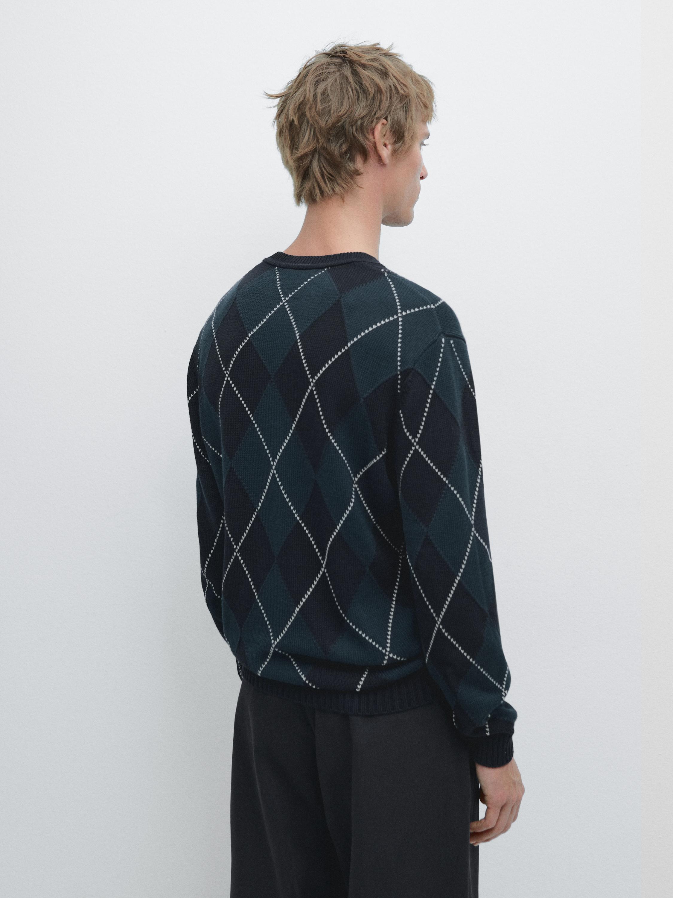 Pull en maille à détail losanges coton